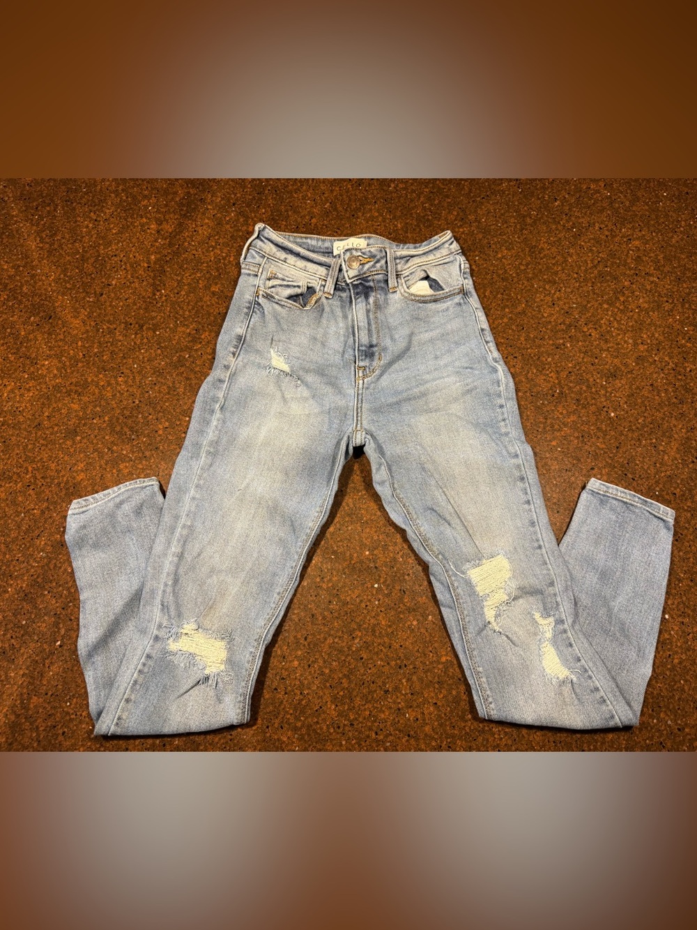 Cello Light Blue High-Rise Distressed Jeans